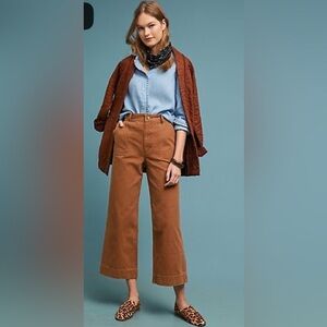 FRYE | Nadia | High-Rise | Wide-Leg |Cropped |Canvas Pants | Nutmeg | Size 27